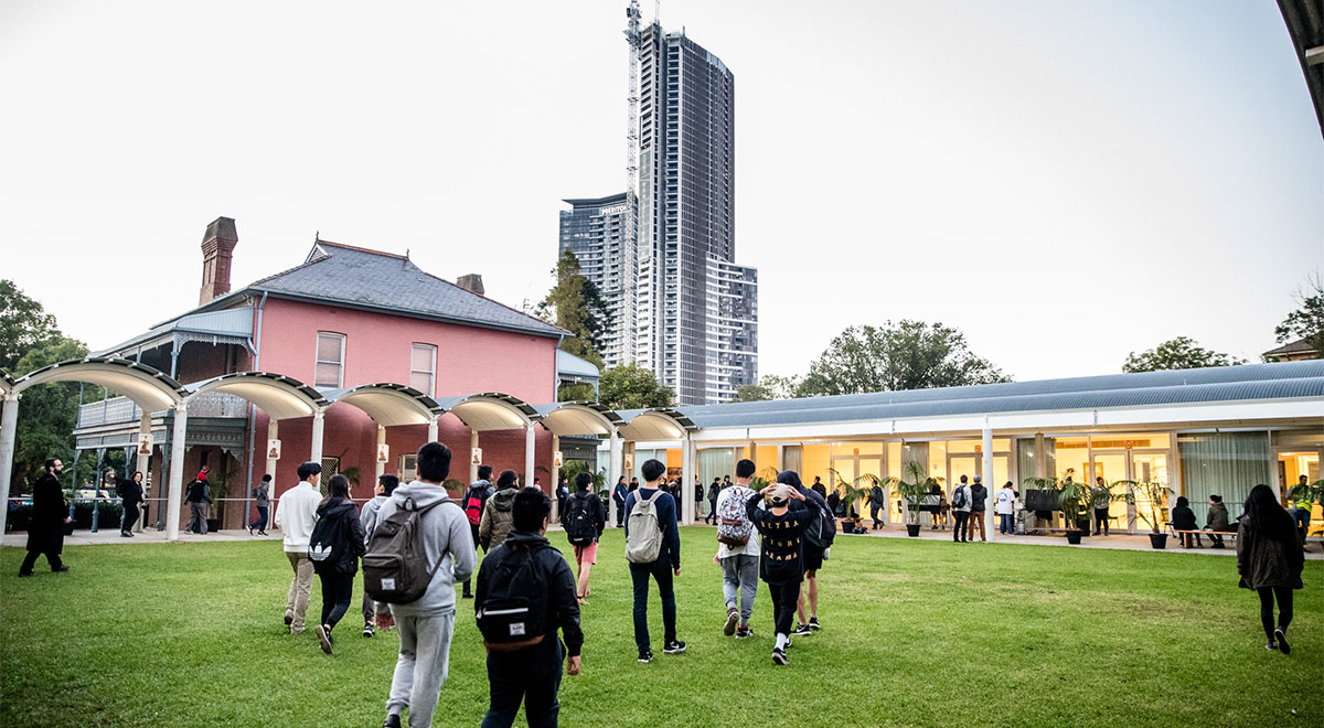 Good Friday Walk. Students are walking through the grounds of St Patrick's Cathedral, Parramatta