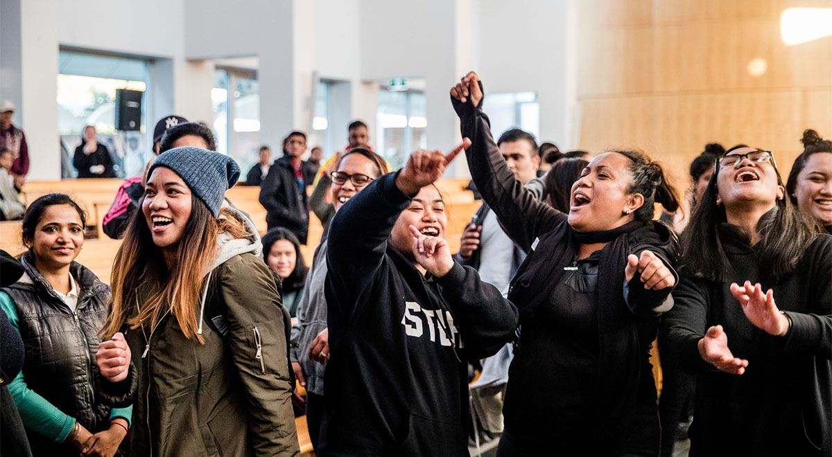 Good Friday Walk. Students are inside St Patrick's Cathedral, Parramatta